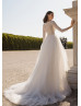 Sabrina Neck Long Sleeves Lace Tulle Wedding Dress